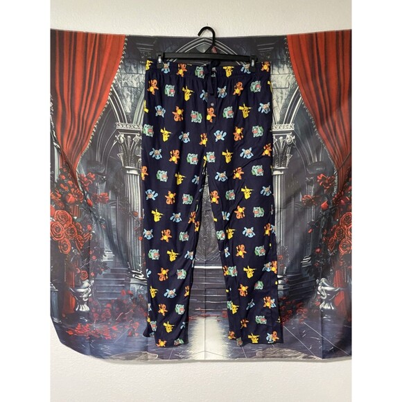 Pokemon Pajama Pants Blue Pikachu Charizard Squirtle Sleep Lounge Adult Mens L/X - Picture 2 of 4